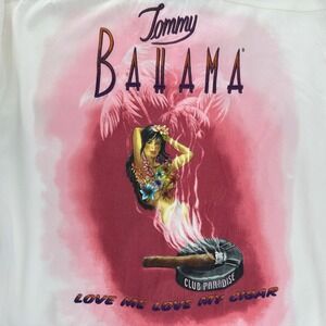 Tommy Bahama Men Ivory Pink Hawaiian Shirt Club Paradise Cigar Embroidered Small